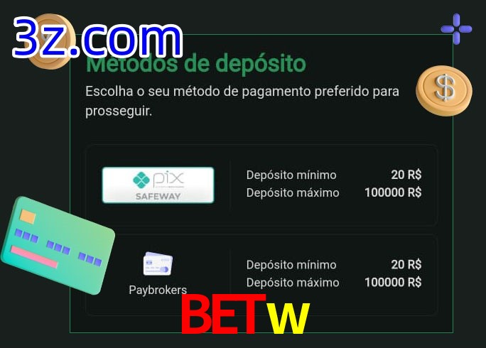 O cassino Betw oferece uma grande variedade de métodos de pagamento